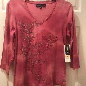 NWT JONES NEW YORK Beautiful PINK BLOUSE size S (or size M)